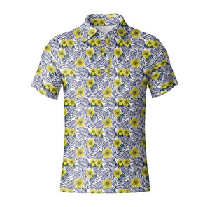 Men's Performance <b>Moisture</b>-<b>Wicking</b> Golf Polos Classic Collar Button Placket Eye-Catching Print Golf <b>Shirts</b> Poly Spandex Fabric - Product Image 2