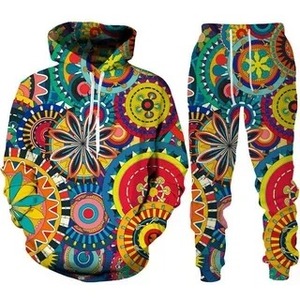 Popular personalizado 3D estampado sudaderas con capucha conjuntos pantalones trajes hombres chándal 2 uds conjuntos de manga larga Casual cómodo estilo étnico Hombre Ropa - Product Image 3