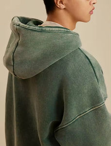 Custom Oversized <b>Zip</b> <b>Up</b> Hoodie for <b>Men</b> Streetwear Cotton Heavyweight Vintage Wash Sweatshirt - Product Image 5