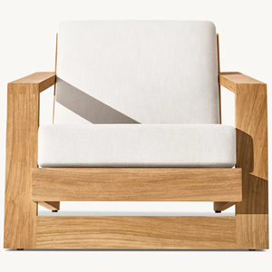 Diseño moderno de madera de teca natural Silla de salón para exteriores Chaise Muebles de madera para sala de estar Comedor Hotel Villa Apartment-Raco - Product Image 3