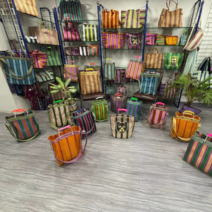 ถุงช้อปปิ้งไนลอนรีไซเคิล รักษ์โลก ใช้ซ้ำได้ ทนทาน ขนาดใหญ่ ลายทาง ใช้งานได้ยาวนาน หูหิ้วโลหะยาว ใช้ในซูเปอร์มาร์เก็ต - Product Image 3