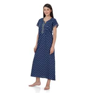Evolove Camisón Largo Estampado 100% Algodón para Mujer, Ropa de Dormir Súper Cómoda y Suave con Cintura Elástica, Talla 3XL - Product Image 5