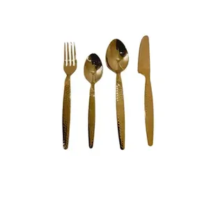 Ensemble de couverts plaqué or de qualité supérieure au look élégant, parfait pour les tables de mariage et les repas raffinés d'occasions spéciales - Product Image 2