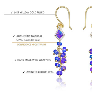 Pendientes de gota de racimo con cuentas de ópalo de lavanda Natural de Plata de Ley 925, joyería de boda hecha a mano, regalo para mujer - Product Image 4