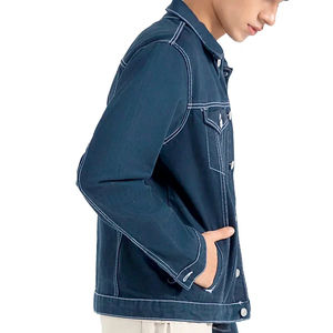 Chaqueta de Mezclilla para Hombre, a la Moda, Personalizable, Ligera, de Alta Calidad, con Bloques de Color, OEM - Product Image 4