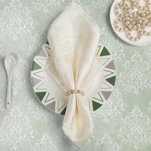 Porte-serviettes en fer blanc perlé élégant, artisanat artisanal, décoration de table écologique pour la salle à manger moderne, accessoire de fête de luxe - Product Image 1