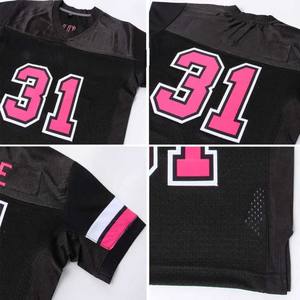 Camiseta de Fútbol Americano Personalizada, Negra, Rosa y Blanca con Rayas, Cuello en V, Manga Corta, Uniforme de Equipo, Ropa Deportiva Personalizada al por Mayor - Product Image 5