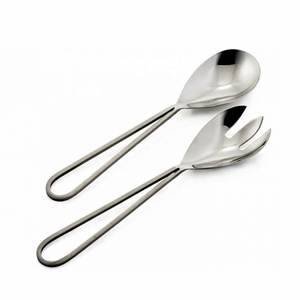 Serveur de salade de mariage en acier inoxydable avec poignée creuse à la main de conception de goutte ensemble de serveur de salade de table - Product Image 1