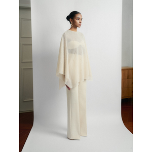 Estilo femenino Oran Emb Lace Cape Cuello redondo Ropa de mujer Venta al por mayor Ropa de tela ecológica Mujeres Whiteant Mayorista - Product Image 1