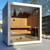 Sauna en cèdre rouge pour 6 personnes, sauna extérieur avec chauffage Harvia Sona, cabine de sauna à chaleur sèche extérieure