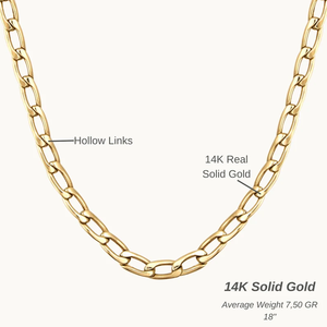 Cadena de oro macizo real de 5mm para hombres y mujeres, cadena de eslabones cubanos de Miami, joyería chapada en oro de 18 quilates - Product Image 3