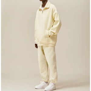 Logo personnalisé en gros été de haute qualité sweats col montant 1/4 fermeture éclair sweats à capuche entraînement hommes Joggers pantalons survêtement - Product Image 3