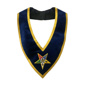 Associate Patron OES Collier en velours bleu royal avec bordure tressée dorée Service OEM - Product Image 1