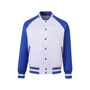 Veste bomber unisexe bleu et blanc, style universitaire, printemps, imperméable, coupe-vent, réversible, vêtements d'extérieur, broderie personnalisée, classique - Product Image 1