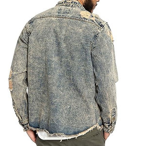 100% coton Denim vestes hommes décontracté couleur unie poche mince veste Style haute qualité vêtements Denim veste pour homme - Product Image 3