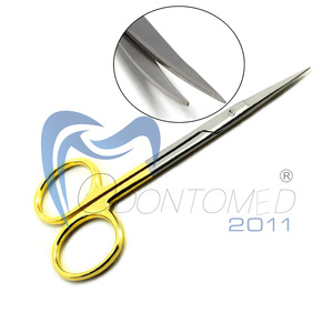 Tijeras Quirúrgicas Odontomed 2011 de Alta Calidad con Certificación CE, Tijeras para Iris T.C. con Anillo Dorado, Hoja Afilada Dentada de Acero Inoxidable - Product Image 5