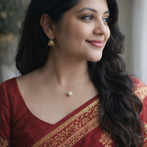 สร้อยคอเงินแท้ 925 น้ำหนักเบา 1.8 กรัม ประดับมุก - Product Image 1