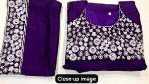 Violet Faux Blooming avec Broderie Zari Paillettes travail grande taille robes d'occasion pour les invités de mariage cadeau pour elle - Product Image 6