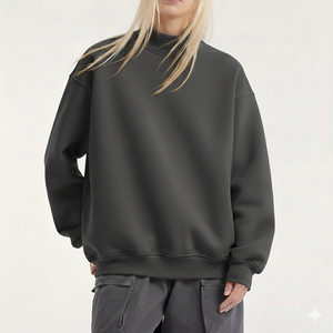 Pull long à col montant pour femme, tendance, ajusté, extensible, 100 % coton, tissu écologique respirant, avec logo frontal, pour un look stylé - Product Image 1