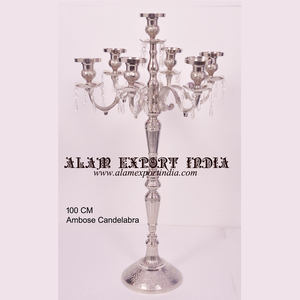 Candelabro barroco dorado de cinco brazos candelabros de cristal dorado brillante en relieve antiguo para decoración de centro de mesa de boda - Product Image 5