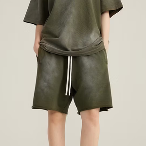 Men's 100% Cotton Fleece Acid Wash Shorts Eco-Friendly Breathable Solid Pattern Anti-Wrinkle Quick Dry Casual Streetwear Mid - Product Image 3