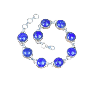 Pulsera de Plata de Ley 925 con piedras preciosas de lapislázuli, joyería hecha a mano, pulsera de estilo bohemio de plata, joyería para mujer, regalo de boda para esposa - Product Image 1
