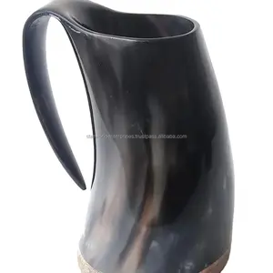 Cuerno de buey de búfalo de Sudáfrica, taza de cuerno vintage Vikingo, vasos de cuerno coleccionables para uso doméstico y hotelero de proveedor indio