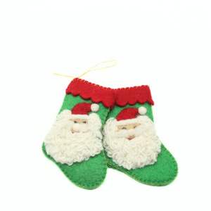 <b>Personalized</b> Handmade Eco-Friendly Green Traditional Wool Felt <b>Stockings</b> for <b>Christmas</b> Holidays Custom Design Santa <b>Stockings</b> - Product Image 5