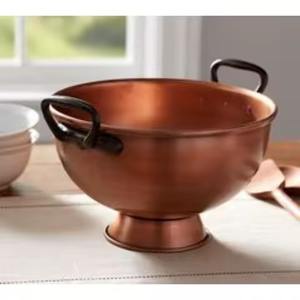 Cuenco para servir de cobre con acabado antiguo para una presentación de comida auténtica en restaurantes temáticos o reuniones familiares tradicionales - Product Image 2