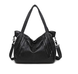 Sac à main fourre-tout de luxe en cuir véritable pour femmes, grande capacité, motif solide avec fermeture à glissière, logo personnalisé - Product Image 5