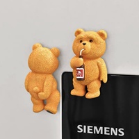 Mignon ours en peluche ours en peluche aimant de réfrigérateur personnalisé 3D amusant aimant cadeau de vacances