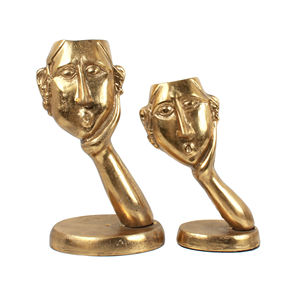 Hand Casted New Small Aluminum Face <b>Sculpture</b> With Antique <b>Gold</b> Finishing Customized Home Decorative <b>Sculpture</b> - Product Image 2