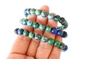 High Quality Azurite Malachite 8mm Round <b>Beaded</b> <b>Bracelet</b> Lovers Pattern Classic Style for Meditation Tibetan Buddhism Occasions - Product Image 3