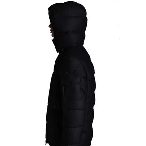 Custom Black Puffer <b>Jacket</b> Waterproof <b>Canvas</b> Reversible Adjustable Hood Winter Outerwear OEM Wholesale Manufacturer - Product Image 2