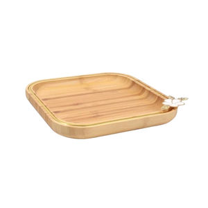 Plateau de service en bambou de qualité supérieure avec poignée en forme de fleur pour servir des collations, des desserts, des aliments, des plateaux de service, des plateaux de service pour collations en vente - Product Image 1