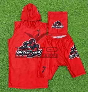 Ensemble de maillots de football 7v7 de haute qualité OEM, respirant, à séchage rapide, avec capuche, short, impression numérique, couleurs personnalisées - Product Image 4