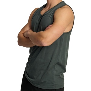 Débardeur uni personnalisé avec logo, style décontracté, pour hommes, vêtements d'été, streetwear, en tissu, vente en gros d'usine - Product Image 4