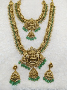 Conjunto de templo Lakshmi antiguo tradicional de calidad Premium, diseño de diosa, conjunto nupcial para mujer, conjunto de joyería, accesorios de desgaste de boda - Product Image 3