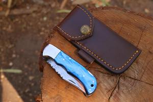 Couteau pliant en cuivre lame de poche en acier damas faite à la main avec poignée italienne cadeau pour homme, cadeau pour lui cadeau pour elle - Product Image 4