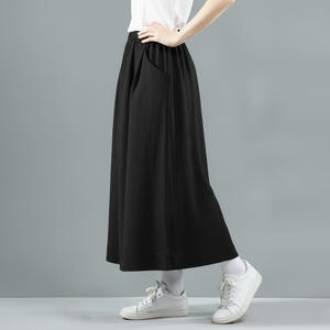 Jupe mi-longue décontractée pour femme, coupe ample, taille élastique, lavable, en spandex/polyester - Product Image 4