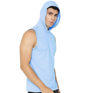 Custom Logo <b>Men's</b> <b>Sleeveless</b> Workout <b>Hoodie</b> Light Weight New Design Gym Wear for Winter Plain Dyed Summer Gym Wear - Product Image 3