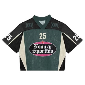 Camiseta de fútbol Retro de gran tamaño personalizada, ropa de calle ajustada por sublimación, camiseta de malla de poliéster 100%, ropa de fútbol americano - Product Image 2