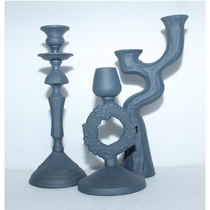 Matte Grey Metal Candlestick Holder <b>Set</b> <b>of</b> 3 Decorative Taper Candle Holders for Wedding Dining Party - Product Image 2