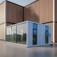 20 pieds moderne économie d'énergie paquet plat maisons modulaires Structure en acier préfabriquée conteneur pliant Kit de porte en verre extérieur