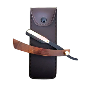 Maquinilla de afeitar de acero inoxidable para peluquero con mango de madera, logotipo personalizado, instrumentos de belleza para peluquería, forma de polvo - Product Image 3