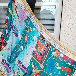 Nouveau Fantaisie À La Main Broderie Miroir Travail Pakistanais Soie Dupattas Bohème Broderie À La Main Coloré Dupattas Pour Les Femmes Vêtements - Product Image 1