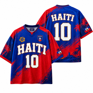 <span class=keywords><strong>Maillot</strong></span> de football rétro personnalisé en mesh pour fans, surdimensionné, entièrement sublimé, pour supporters d'Haïti, streetwear, fabricant de maillots de sport - Product Image 2