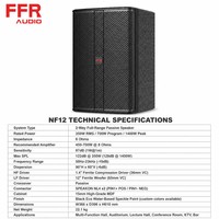 NF12 Haut-parleur professionnel passif large bande 2 voies pour sonorisation, avec woofer ferrite 12 pouces et compression driver 1,4 pouce, pour salle