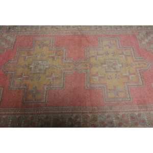 พรมตุรกีวินเทจ7.9ft 4.2 x ขนแกะสีเหลืองสีชมพูสีเหลืองถักทอแบบแบนลายเย็บปะติดปะต่อกันสำหรับห้องนั่งเล่นห้องโถงของตกแต่งทางเดินลาเท็กซ์ - Product Image 5