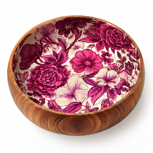 จานทำด้วยมือลายดอกไม้สีม่วงแดงพร้อมดอกไม้ศิลปะที่สลับซับซ้อนดีไซน์โดดเด่นและสง่างามบนโต๊ะ - Product Image 6